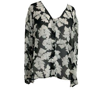 Philosophy Small Black White Floral Shirt
